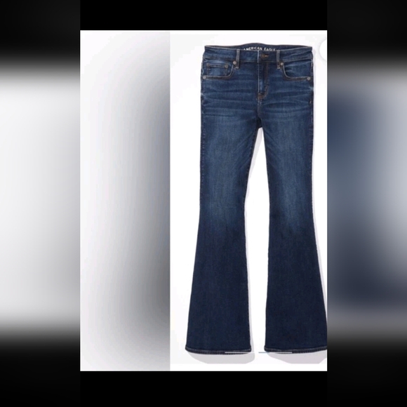 American Eagle Jeans Womens 4 Dark Blue Denim Pants AE Artist Flare Boot Stretch - Picture 2 of 16